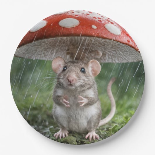 Maus unter einem Pilz Pappteller (Vorderseite)