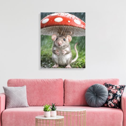 Maus unter einem Polka Dot Mushroom Leinwanddruck (Insitu (Wohnzimmer))