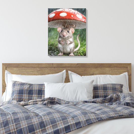 Maus unter einem Polka Dot Mushroom Leinwanddruck (Insitu (Schlafzimmer))