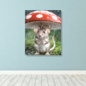 Maus unter einem Polka Dot Mushroom Leinwanddruck (Insitu (Holzboden))