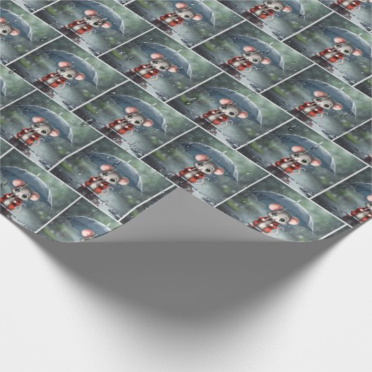 Maus unter einem Schirm Geschenkpapier (Ecke)