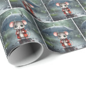 Maus unter einem Schirm Geschenkpapier (Rolleneckpunkt)