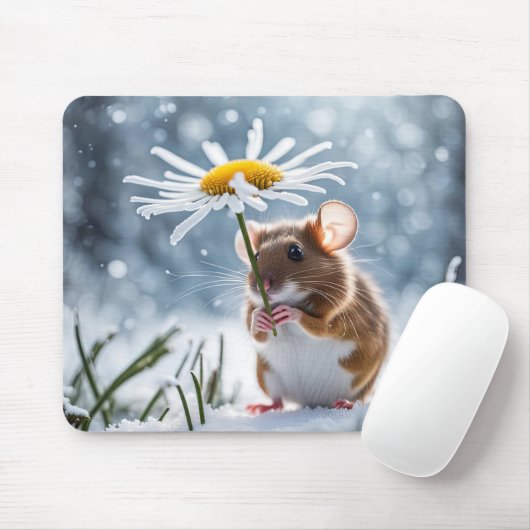 Maus unter einer weißen Dämmerung im Schnee Mousepad (Mit Mouse)