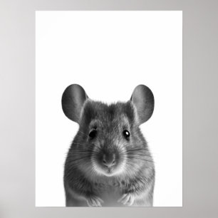 Maus Wald Modernes Porträt schwarz weiß Poster