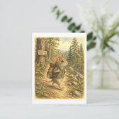 Maus-Wanderillustration Postkarte (Stehend Vorderseite)