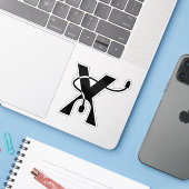 Mausbuchstabe X Monogramm Aufkleber (Laptop mit iPhone)