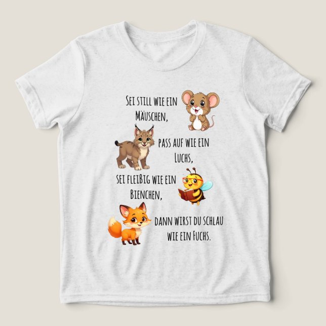 Mäuschen - Luchs - Biene - Fuchs | Schulanfang Tri-Blend Shirt (Design Vorderseite)