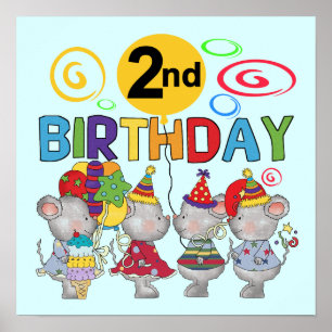 Mäuse 2. Geburtstag T - Shirt und Geschenke Poster