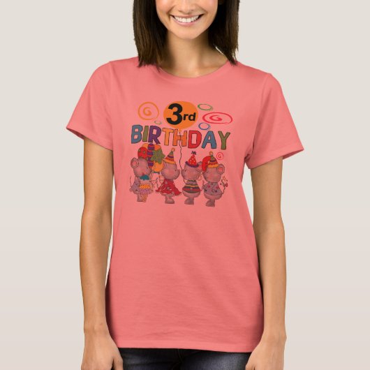 Mäuse 3. Geburtstag T - Shirt und Geschenke (Vorderseite)