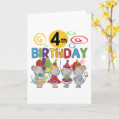 Mäuse 4. Geburtstag T - Shirt und Geschenke Karte (Gelbe Blume)