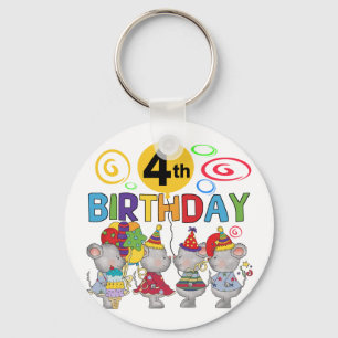 Mäuse 4. Geburtstag T - Shirt und Geschenke Schlüsselanhänger