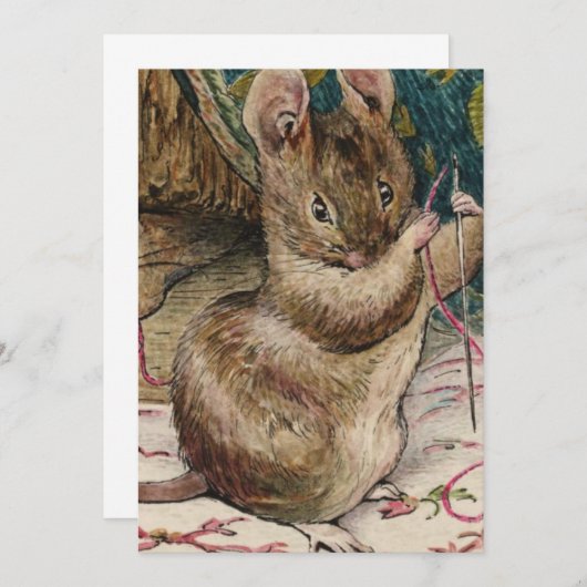 Mäuse am Arbeitsplatz - Beatrix Potter Einladung (Vorne/Hinten)