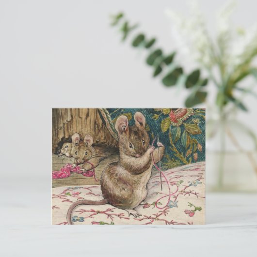 Mäuse am Arbeitsplatz - Beatrix Potter Postkarte (Stehend Vorderseite)