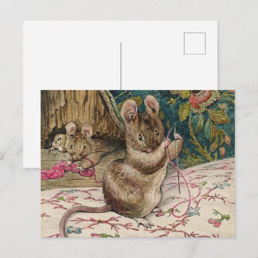 Mäuse am Arbeitsplatz - Beatrix Potter Postkarte (Vorne/Hinten)