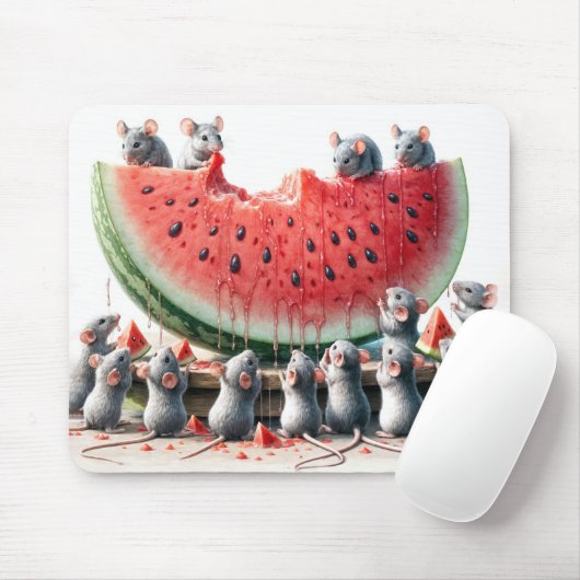Mäuse auf einem Juicy Watermelon Wedge Mousepad (Mit Mouse)