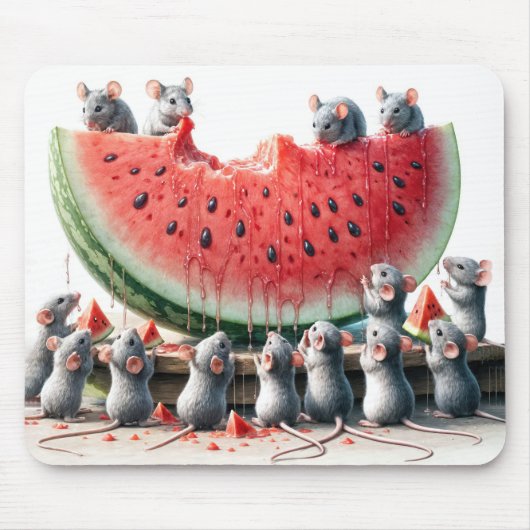 Mäuse auf einem Juicy Watermelon Wedge Mousepad (Vorne)