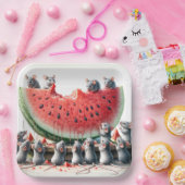 Mäuse auf einem Juicy Watermelon Wedge Pappteller (Party)