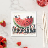 Mäuse auf einem Juicy Watermelon Wedge Serviette (Beispiel)