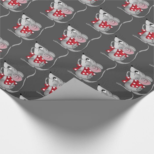 Mäuse auf Grau Geschenkpapier (Ecke)