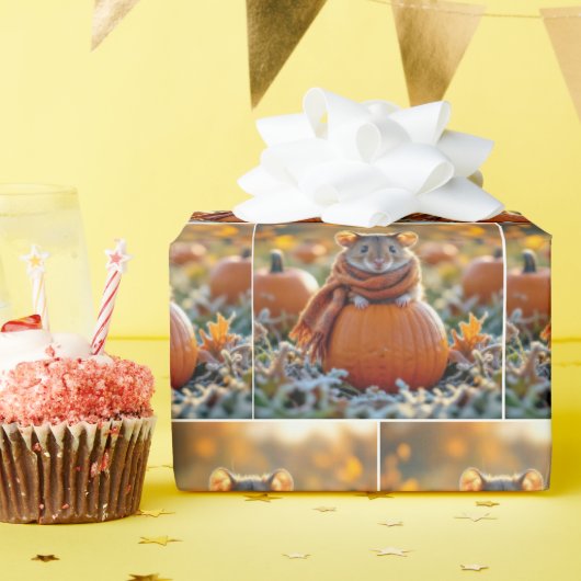 Mäuse auf Herbstpumpen Geschenkpapier (Geburtstagsparty)