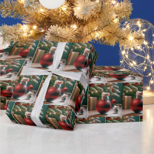 Mäuse auf Red Christmas Ornament Geschenkpapier