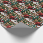 Mäuse auf Red Christmas Ornament Geschenkpapier (Ecke)