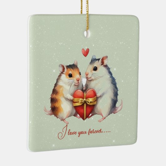 Mäuse Couple I Liebe You Forever Valentine Keramikornament (Rechts)