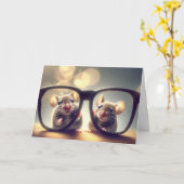 Mäuse, die durch Brillen zum Geburtstag gucken Karte (Gelbe Blume)