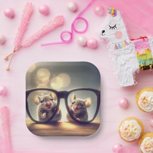 Mäuse, die durch die Brille schauen Pappteller (Party)