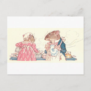 Mäuse, die Geschirr machen Postkarte