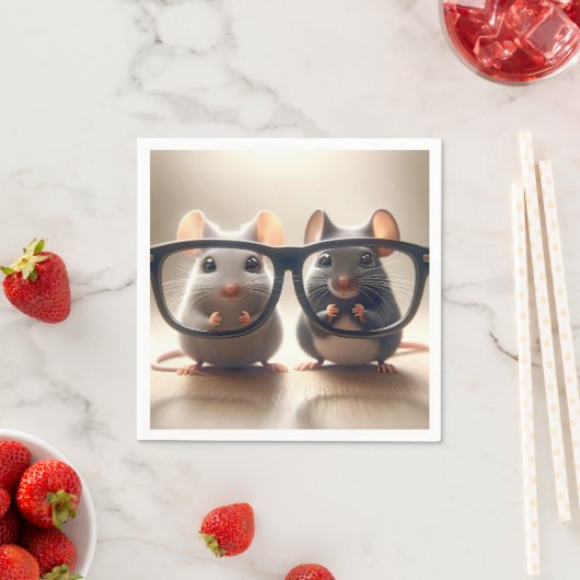 Mäuse, die von hinter einer schwarzen Brille herbe Serviette (Beispiel)