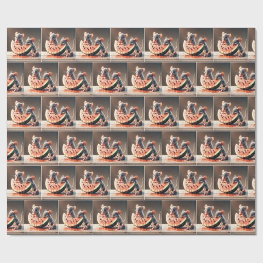 Mäuse Eating Watermelon Geschenkpapier (Flach)