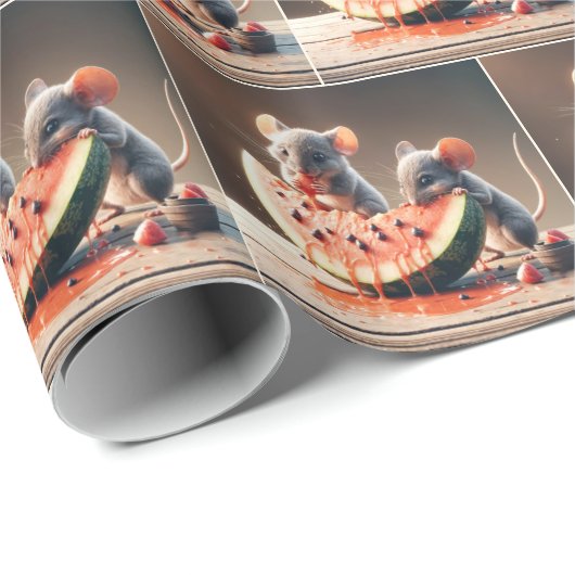 Mäuse Eating Watermelon Geschenkpapier (Rolleneckpunkt)
