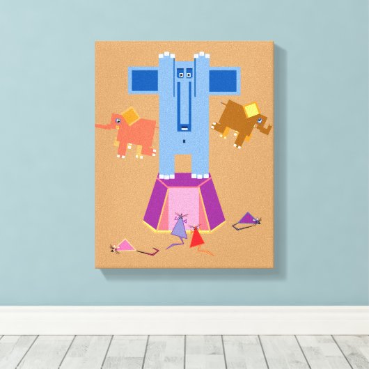 Mäuse-Elefanten Leinwanddruck (Insitu (Holzboden))