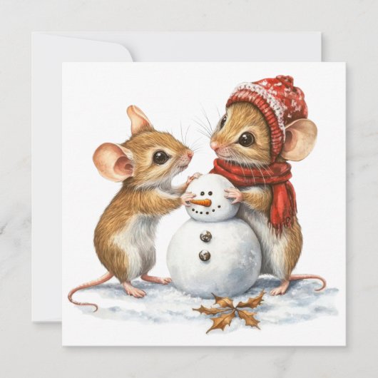 Mäuse Flat Christmas Card Feiertagskarte (Vorderseite)