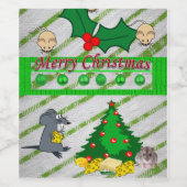 Mäuse für Weihnachtsnachtsfeiern und Getränke-Set Weinetikett (Einzelnes Label)