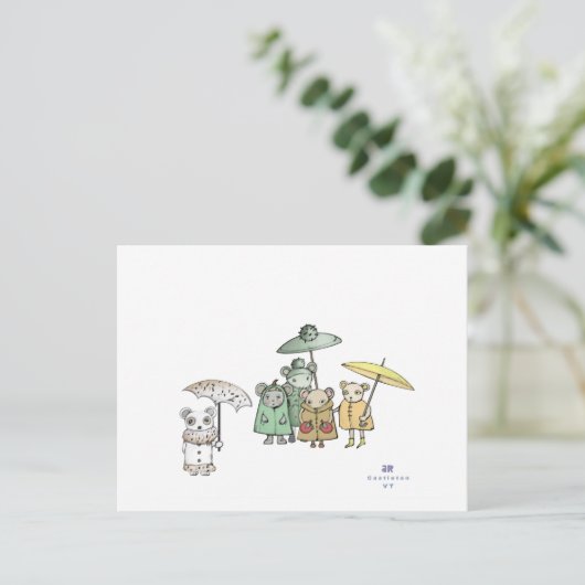 Mäuse im Regen Postkarte (Stehend Vorderseite)