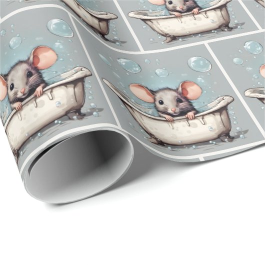 Mäuse in Blase Bath Geschenkpapier (Rolleneckpunkt)