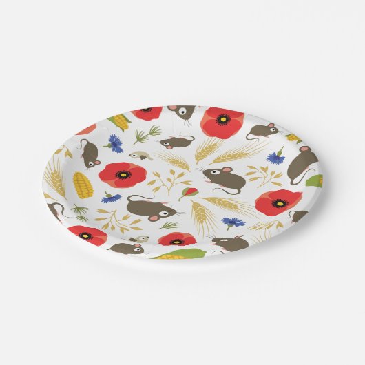 : Mäuse in Getreidefeldern Pappteller (Schrägansicht)