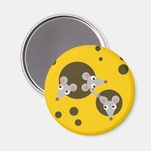 Mäuse in Käse Magnet (Vorderseite/Rückseite)