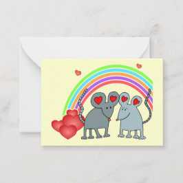 Mäuse in Liebe Regenbogen Valentines Mini-Kinderka Mitteilungskarte
