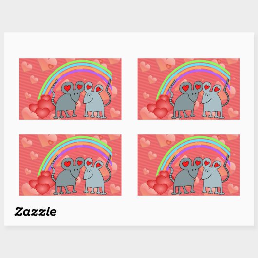 Mäuse in Liebe Valentine Rechteckiger Aufkleber (Blatt)