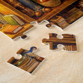 Mäuse-Kaffeetreff im Bücherregal Puzzle (Seite)