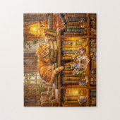 Mäuse-Kaffeetreff im Bücherregal Puzzle (Vertikal)