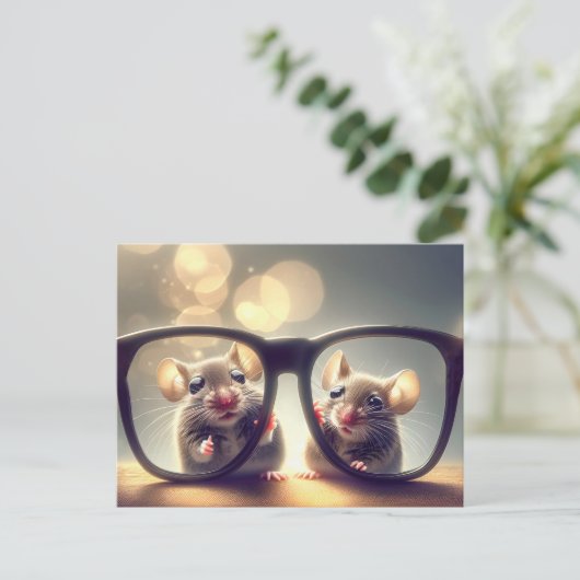 Mäuse mit Brille Augenarzt Postkarte (Stehend Vorderseite)