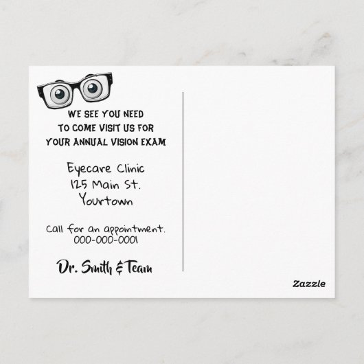 Mäuse mit Brille Augenarzt Postkarte (Rückseite)