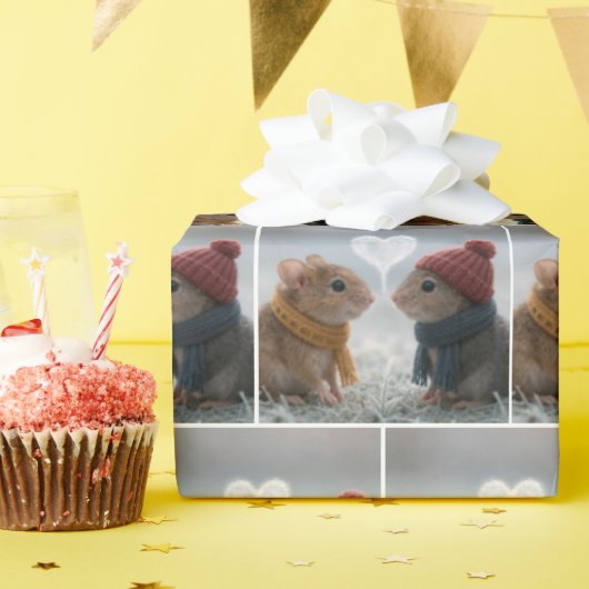 Mäuse mit einem frostigen Herzen Geschenkpapier (Geburtstagsparty)