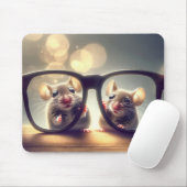 Mäuse mit einer überdachten schwarzen Brille Mousepad (Mit Mouse)