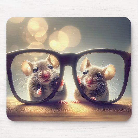 Mäuse mit einer überdachten schwarzen Brille Mousepad (Vorne)