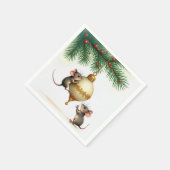 Mäuse mit goldenen Weihnachtsgeschmack Serviette (Ecke)